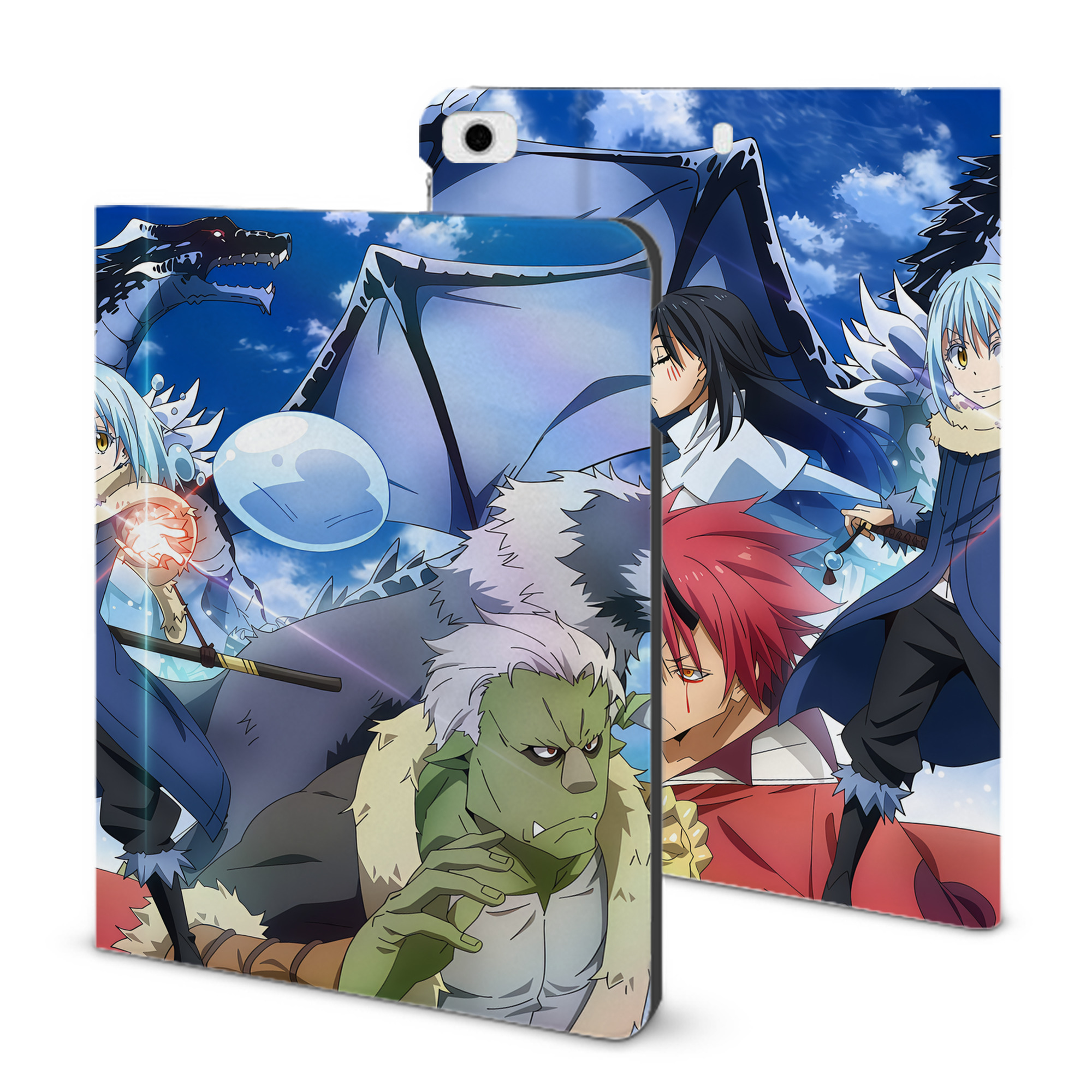 （画像用） 転スラ Regarding Reincarnated to Slime IPad ケース ブック型 PUレザー TPU 耐衝撃 軽量 薄型 ペン収納なし 全面保護 IPad 各モデル対応